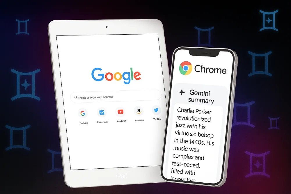 جمینی در مرورگر کروم آیفون و آیپد